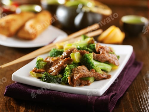 Preview: chinese beef and broccoli stir fry with sides