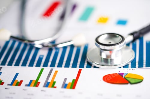 Preview: Stethoscope, Charts and Graphs spreadsheet paper, Finance, Account, Statistics, Investment.