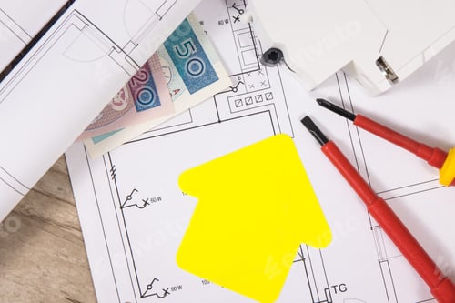 Preview: Components for electric installations, shape of house