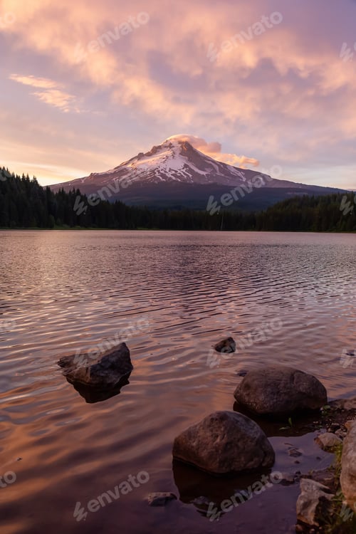 Preview: Landscape View of Mt Hood. American Nature Background