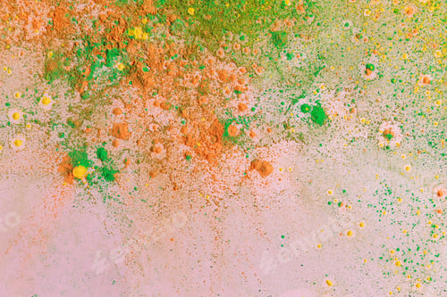 Preview: orange, yellow and green colorful holi paint explosion