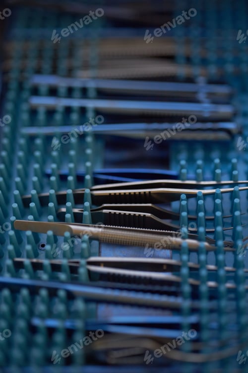 Preview: Surgical Instruments in a Blue Sterilization Tray