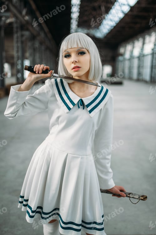 Preview: Pretty anime style blonde lady with sword