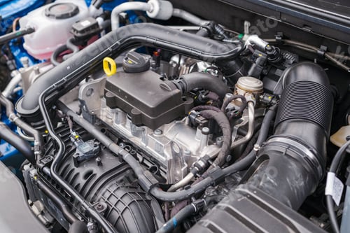 Preview: Engine compartment of a modern car, repair or servise of automobile