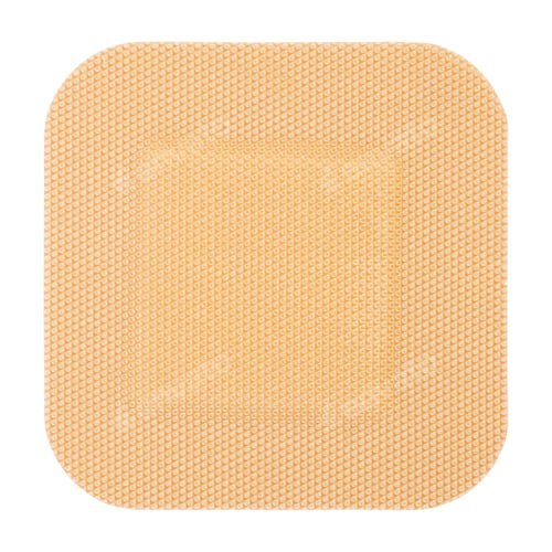 Preview: Beige square breathable medical adhesive plaster isolated top view