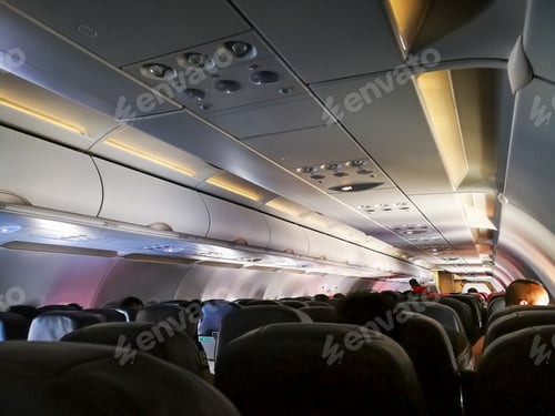 Preview: inside the aeroplane, airplane view from seating