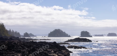 Preview: Rugged Rocks on a rocky shore on the West Coast of Pacific Ocean.