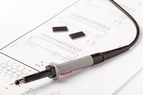 Preview: Soldering iron on drawing of electronic device