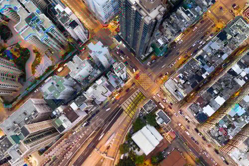 Preview: Top view of Hong Kong city at night