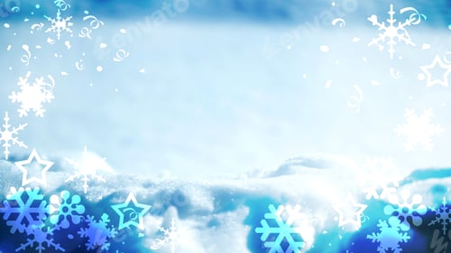 Preview: Christmas Decoration On White Snow And Snowflake Pattern For Celebration Concept Background
