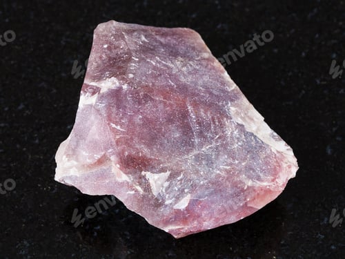 Preview: rough pink Flint stone (Chalcedony) on black