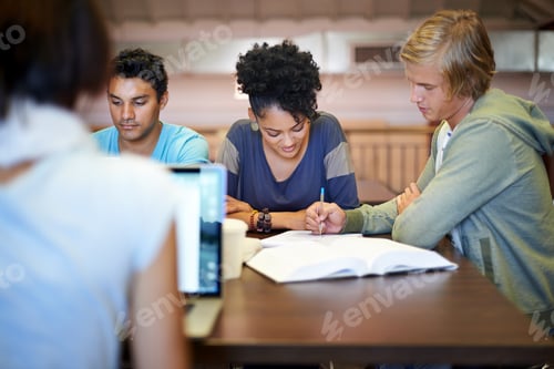 Preview: A group of young people studying together for the upcoming exams