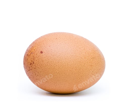 Preview: Single Brown Egg on a White Background