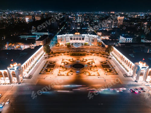 Preview: Ala-Too central square of Bishkek city at night