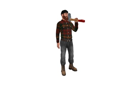 Preview: Man with axe, plaid shirt, and jeans
