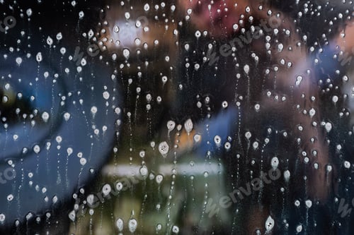 Preview: Background Wet- Raindrop Realistic. Water Splash Shower- Bad Weather. Window- Soap Foam. Rainwater