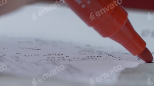 Preview: A red marker writes on a sheet of paper. Close-up. Marker Tip. Red marker with shadow