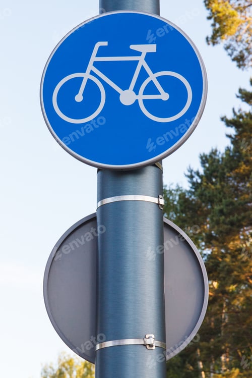 Preview: Blue bicycle lane sign. Marking bicycle path