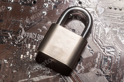 Preview: padlock on a computer circuit board