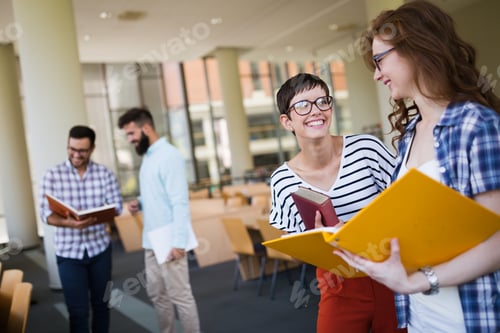 Preview: Group of college students at the library