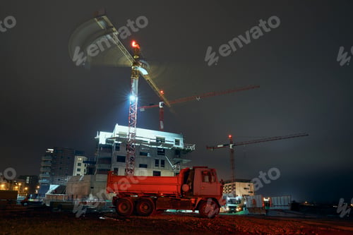 Preview: Truck against contruction site with cranes