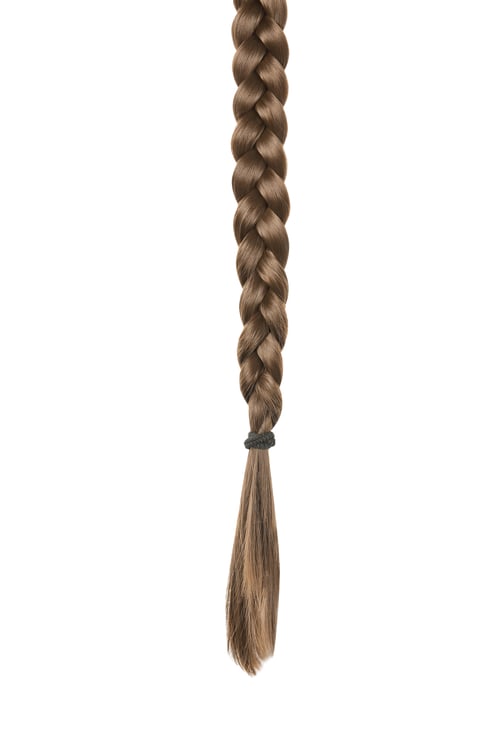 Preview: Beautiful long braid on white background. Healthy hair