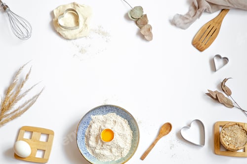 Preview: The composition with the ingredients for baking