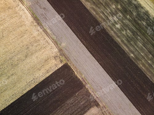 Preview: Aerial flight over Cultivated Agricultural fields in spring time