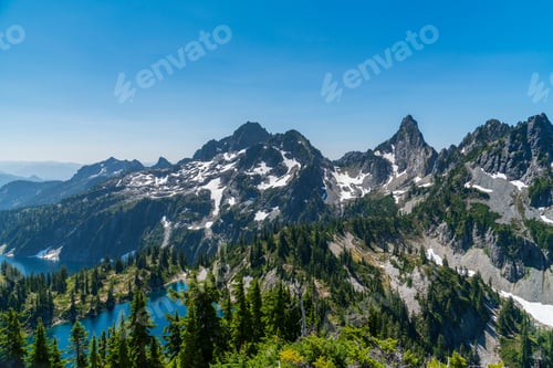 Preview: Mountains and alpine lakes summer blue sky
