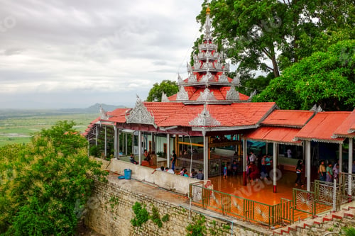 Preview: MANDALAY, MYANMAR - JUNE 27, 2015: People gathering in the temple, Mandalay, Myanmar