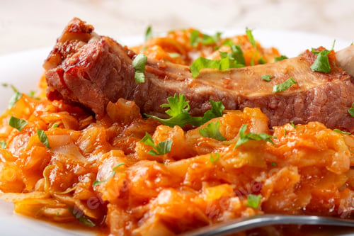 Preview: Cabbage stew with smoked pork ribs