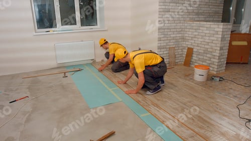 Preview: Laying parquet board in the apartment.