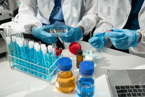 Preview: Doctor team, analysis the blood test examination results