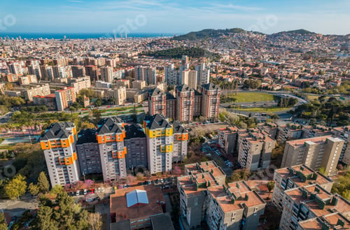 Preview: Aerial view of Canyelles neighbourhood in the Nou Barris district of the city of Barcelona