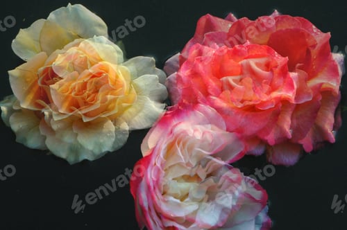 Beautiful Roses Floating on a Dark Background