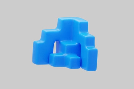 Aperçu: Sculpture abstraite en blocs à gradins bleus