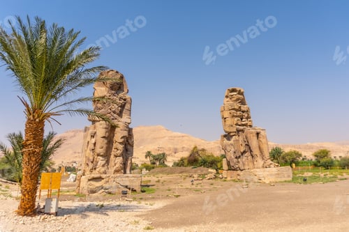 Preview: Two Egyptian sculpture in the city of Luxor along the Nile. Egypt
