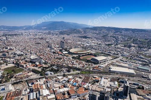 Preview: New skycrapers district of Izmir City view from Bayrakli Hill. Turkey.