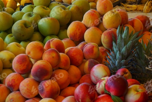 Preview: Fruits and vegetables at the farmers market, closeup of photo