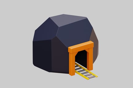 Preview: Ladder adjacent to dark blue geometric form