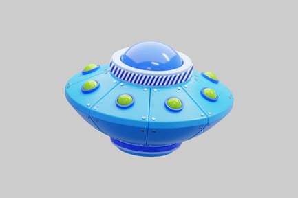 Preview: Cartoonish blue flying saucer asset