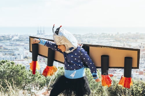 Preview: girl plays superhero with homemade costume