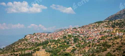 Preview: Arachova Greece village perched on Parnassos Mountain, Viotia. Famous resort for outdoor activities