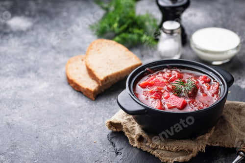 Preview: Traditional Ukrainian beetroot soup borsch