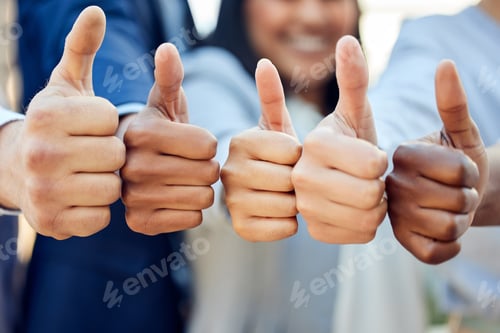 Preview: Shot of a group of unrecognizable businesspeople showing a thumbs up