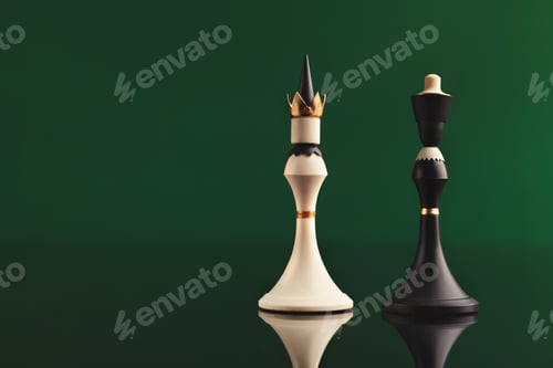 Preview: Pair of king chess pieces confronted as opposites