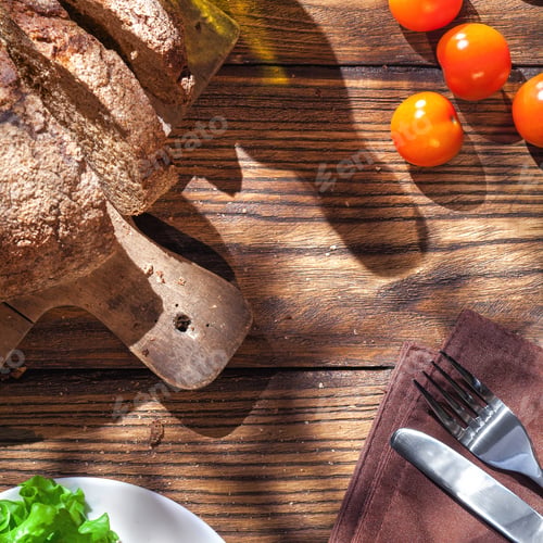 Preview: Top view of italian food on wooden table
