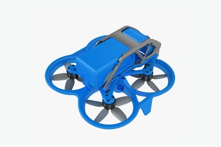 Preview: Compact Blue Quadcopter Drone with Propeller Guards