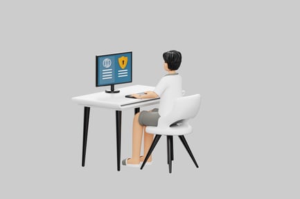 Preview: Cartoon character working on computer