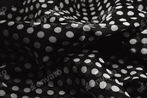 Preview: Black Fabric with White Polka Dots Abstract Texture